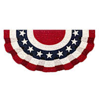Homespun Patriotic Americana Bunting Flag Slice Oversized Coir Mat, 22x47