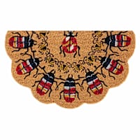 Red Beetles Scalloped Slice Coir Mat, 18x30