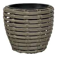 Grey Poly Rattan Outdoor Planter, Medium