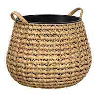 Honeybloom Hyacinth Rattan Outdoor Planter, Medium