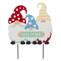 Sunny Club Triple Gnome Welcome Yard Stake, 20.1"