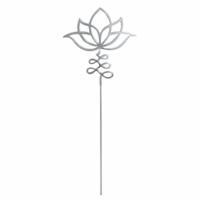Found & Fable Silver Metal Lotus Flower Yard Pick, 12"