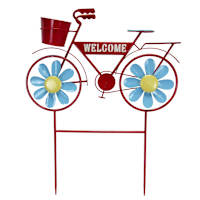 Sunny Club Red Metal Bicycle Planter Stake, 28"