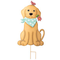 Metal Yellow Dog Yard Stake, 28"
