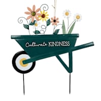Honeybloom Wheelbarrow Yard Stake, 23.5"