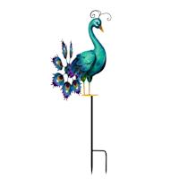 Blue Metal Peacock Yard Stake, 30"