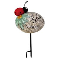 Honeybloom Ladybug Stone Sentiment Plant Yard Pick, 8.1"