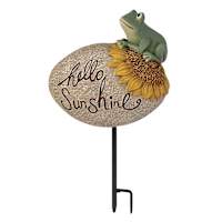 Honeybloom Frog Stone Sentiment  Plant Yard Pick, 7.7"