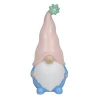 Sunny Club Terracotta Gnome With Pink Hat Outdoor Garden Statue, 10"