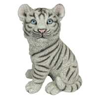 Found & Fable White Tiger Cub Outdoor Garden Statue, 10"