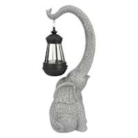 Grey Solar Elephant Outdoor Garden Statue, 15"