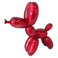 Metallic Red, Balloon Dog Outdoor Garden Statue, 10"