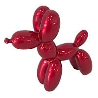 Metallic Red Balloon Dog Outdoor Garden Statue, 4"