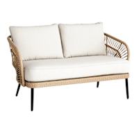 Paloma Taupe Patio Loveseat Wicker with Sand Cushions