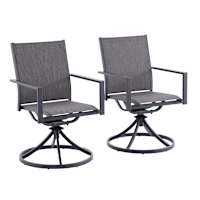 Set of 2 Sling Swivel Patio Dining Chairs, Graphite