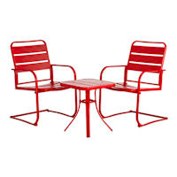 Sunny Club 3-Piece Metal Patio Chat Set, Red