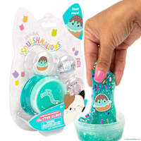 Original Squishmallows Ready-Made Glitter Slime, Maya the Ice Cream, Chocolate-Scented Slime, 3 Fun Slime Add-Ins