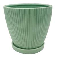Sunny Club Indoor Green Ribbed Planter, 6"