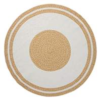 (E533) Tan & White Braided Round Area Rug, 6'