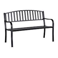 Steel Slat Back Patio Bench, Black