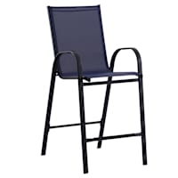 Stackable Sling Patio Barstool, Navy Blue