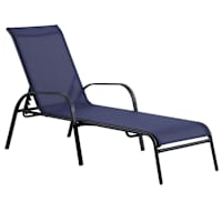 Stackable Sling Patio Chaise Lounge Chair, Navy Blue