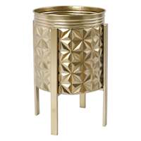 Gold Metal Planter with Stand, Medium
