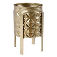 Gold Metal Planter with Stand, Small