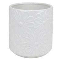 Sunny Club Indoor White Ceramic Daisy Planter, 5"