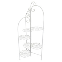 Providence White Metal Folding Tiered Pland Stand, 44"