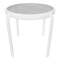 Glass Side Patio Table, White