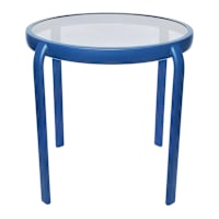 Glass Side Patio Table, Navy Blue