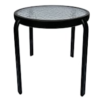 Wavy Glass Patio Side Table, Black