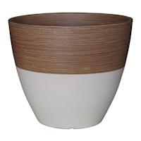 Honeybloom White Wood Grain Outdoor Egg Planter, 12"