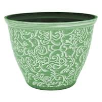 Providence Green & White Scroll Planter, 7"