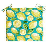 Teal & Lemon Outdoor Square Seat Cushion