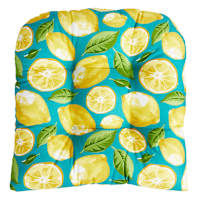 Teal & Lemon Outdoor Wicker Seat Cushion