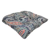 Denim Multicolor Paisley Outdoor Wicker Seat Cushion