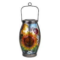 Glass Outdoor Solar Lantern with Ladybug, 10"