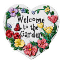 Flower Heart Outdoor Stepping Stone, 10"