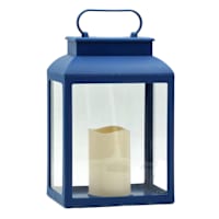 Navy Blue Square Outdoor Solar Lantern, 12"