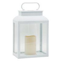 White Square Outdoor Solar Lantern, 12"