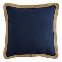2-Pack Navy Jute Trim Outdoor Throw Pillow, 18"