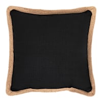 2-Pack Black Jute Trim Outdoor Throw Pillow, 18"