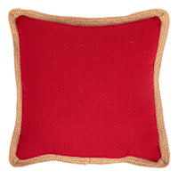 2-Pack Red Jute Trim Outdoor Throw Pillow, 18"