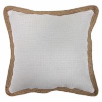 2-Pack White Jute Trim Outdoor Throw Pillow, 18"
