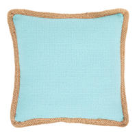 2-Pack Canal Blue Jute Trim Outdoor Throw Pillow, 18"