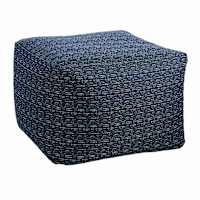 Honeybloom Blue Textured Outdoor Pouf, 20"