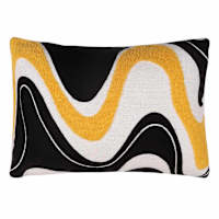 Crosby St. Bold Yellow Swiggle Woven Lumbar Outdoor Throw Pillow, 14x20