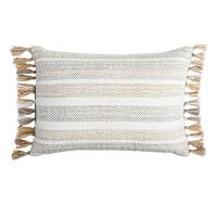 Honeybloom Metallic Stripe Woven With Tassels Lumbar Outdoor Throw Pillow, 14x20